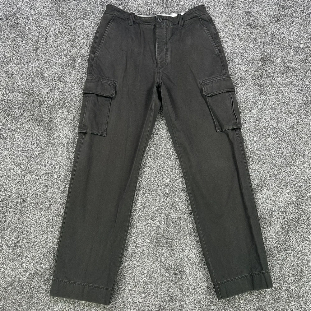 J. Crew Straight Leg Twill Cargo Pant Men 34x34 Military Green Canvas Button Fly